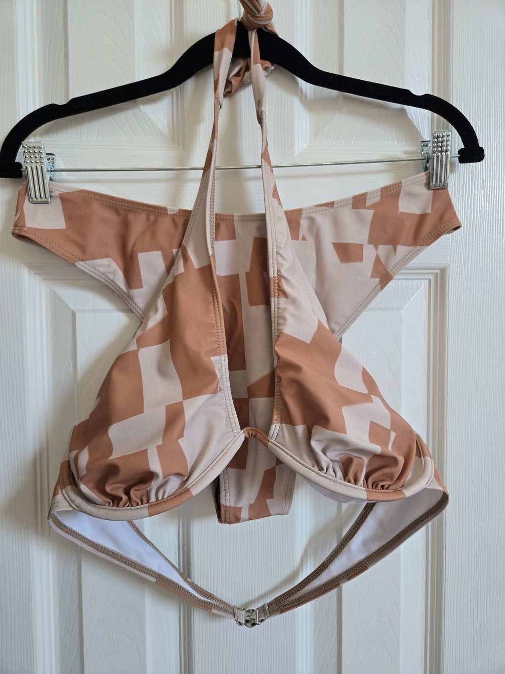 SHEIN Beige & Tan Geometric Halter Bandeau Top